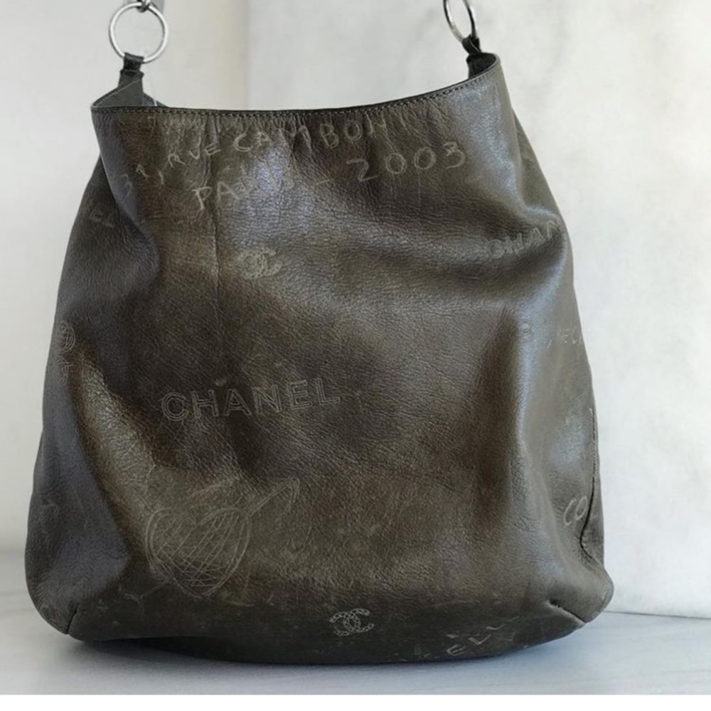 CHANEL calfskin Graffiti Mademoiselle Hobo Bag